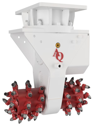 Antraquip's hydraulic powered rock grinding attachments.